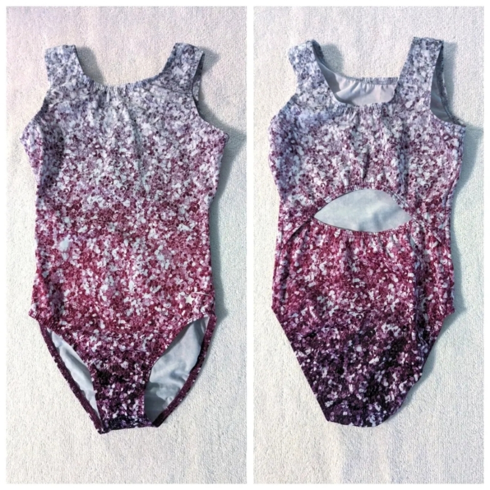 Girls Purple Ombre Sequin Dance Leotard